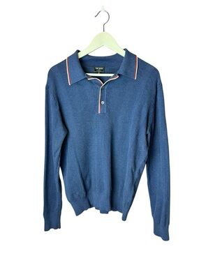 Todd Snyder Polo Long Sleeve Sweater Blue Silk/Cotton M